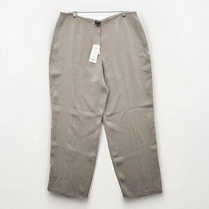 Eileen Fisher Pants XL Heavyweight Stretch Silk Georgette Dove Wide Straight NEW